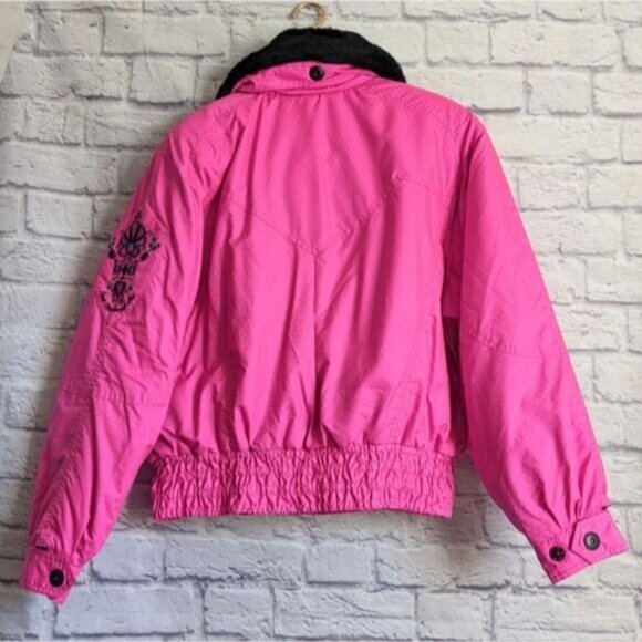 Vintage 80s Obermeyer Hot Pink Ski Jacket 10 Barbie Barbiecore Embroidered - Picture 3 of 8